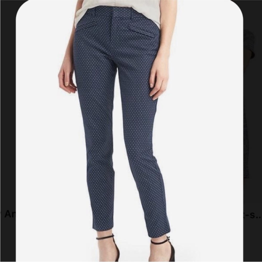 GAP Skinny Ankle Pants in Navy Polka Dot Pattern